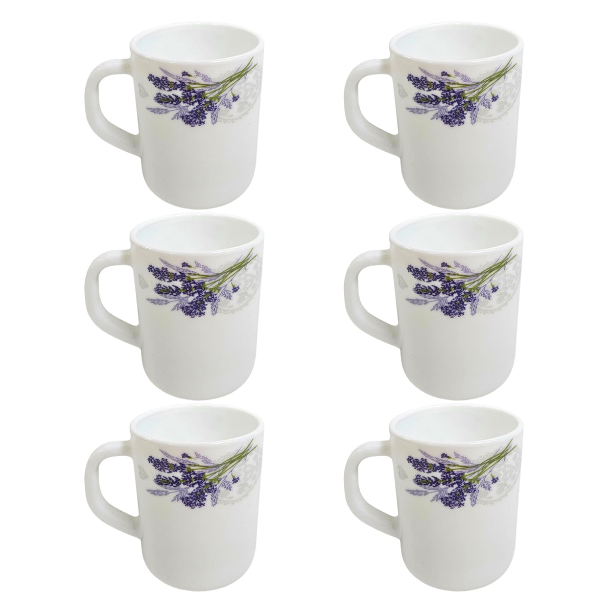 Set 6 Cani opal, model Floral Lavanda, 250 ml