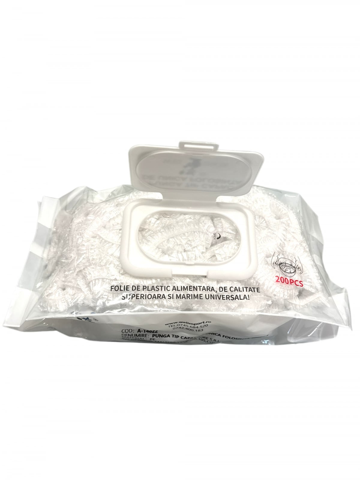 Set 200 Pungi elastice Tip Capac de unica folosita pentru acoperit alimente,reutilizabile si flexibile
