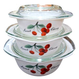 Set 3 caserole din opal cu capac din sticla ,1/1.5/2.5 Litri