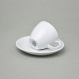 Set 6 cesti espresso cu farfurie, 70 ml, Portelan, Alb Lucios