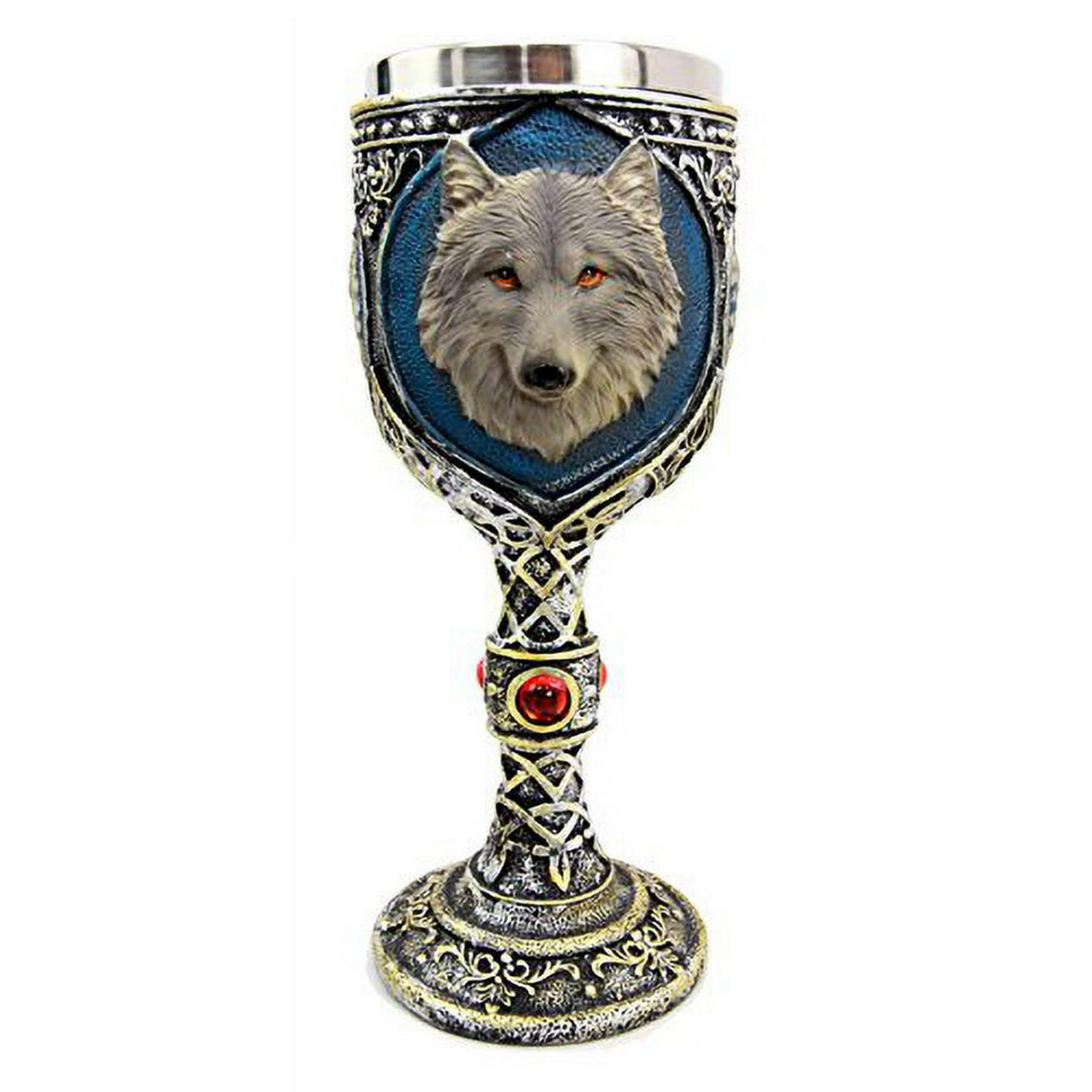 Pocal de Vin Medieval din Rasina si Inox , cu Pereti Dubli , 19x7 cm