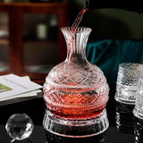 Decantor Elegant de Vin din Cristal, Realizat manual - Dozator de Vin rotativ, 1500 ml