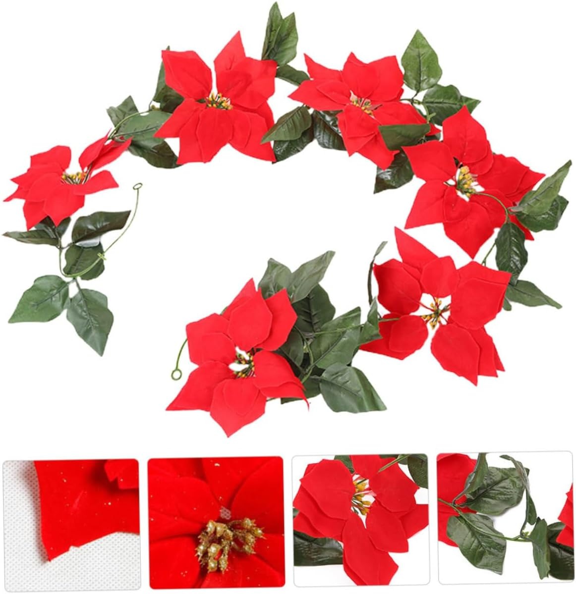 Ghirlanda cu Flori Decorative, Model Craciunita, 200 cm