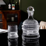 Decantor Elegant de Vin din Cristal, Realizat manual - Dozator de Vin rotativ, 1500 ml