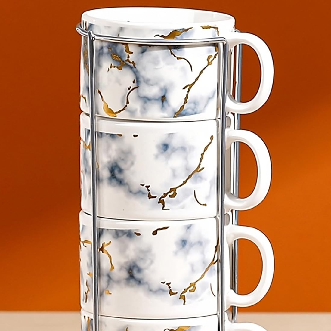 Set 4 cesti din Ceramica cu suport metalic, 220 ml , diverse modele