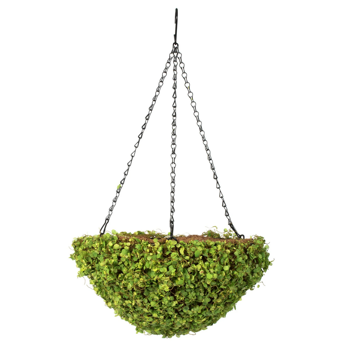 Cos Suspendat de Flori , Substrat Cocos, cu Frunze Artificiale Verzi, 30 cm