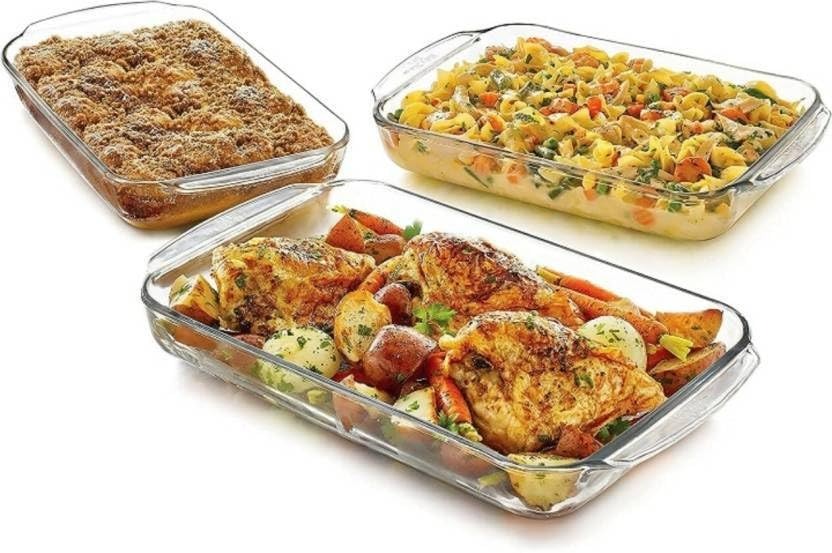 Set 3 tavi dreptunghiulare pentru cuptor din Yena, cantitate 1/1,6/2,2 litri