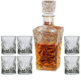 Set Decantor 1L + 6 pahare whiskey , sticla