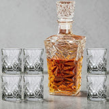 Set Decantor 1L + 6 pahare whiskey , sticla