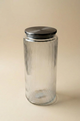 Recipient din sticla pentru depozitare cu capac metalic,inchidere ermetica , 1350 ml