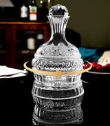 Decantor Elegant de Vin din Cristal, Realizat manual - Dozator de Vin rotativ, 1500 ml