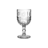 Set 6 pahare din sticla transparenta, cu model, cu picior, 300 ml