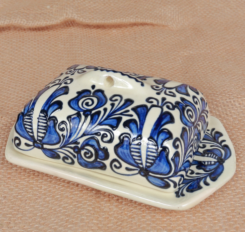Suport de unt din ceramica pictat manual Traditional - ceramică de Corund , 19x12x8 cm