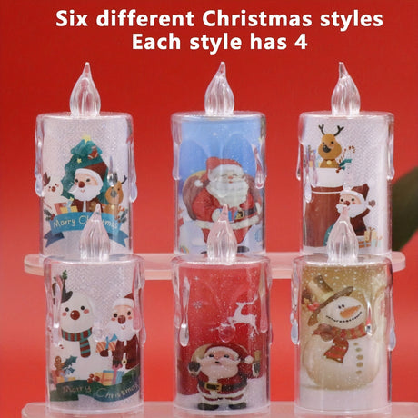 Set 4 Lumanari cu baterii , Model Craciun , 8 cm