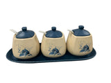 Set 3 Recipiente Condimente, 3 Lingurite Ceramica , 30x11 cm
