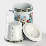 Cana ceai cu infuzor si capac,300 ml, ceramică, model