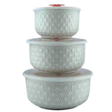 Set  caserole Ceramice cu Capace de Plastic, Model Floral