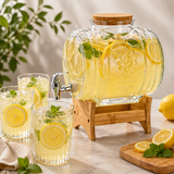 Borcan cu Robinet si Suport pentru  Limonada , Sticla+Bambus