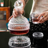 Decantor Elegant de Vin din Cristal, Realizat manual - Dozator de Vin rotativ, 1500 ml