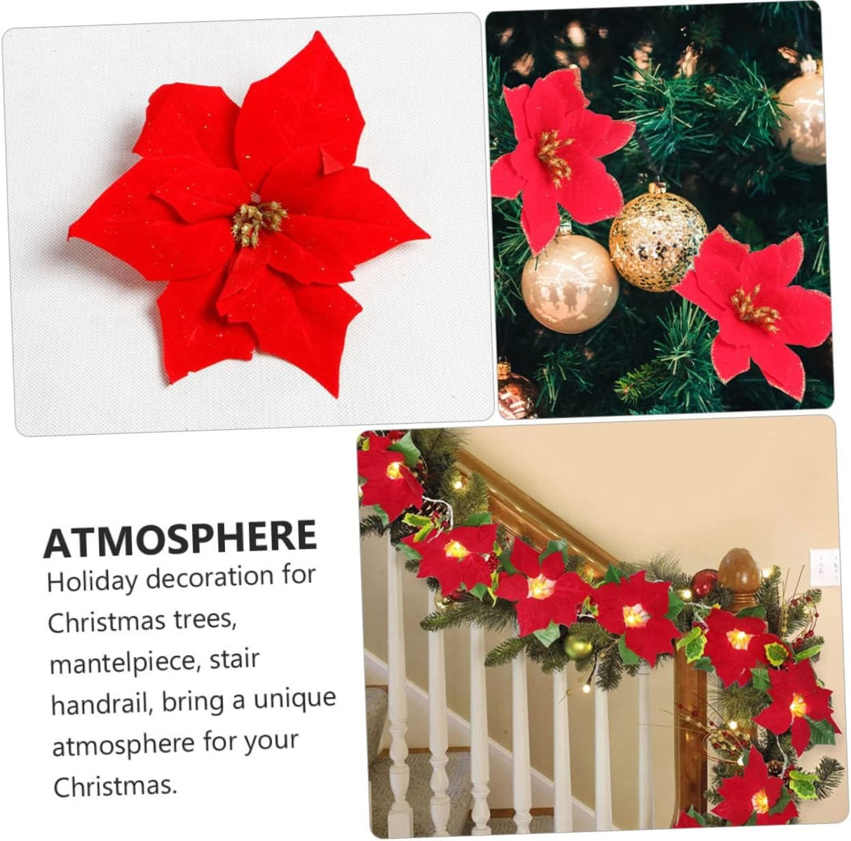 Ghirlanda cu Flori Decorative, Model Craciunita, 200 cm