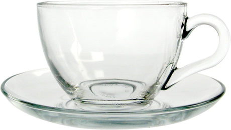 Set Cesti Cafea din Sticla Transparente si Farfurii,  220 ml