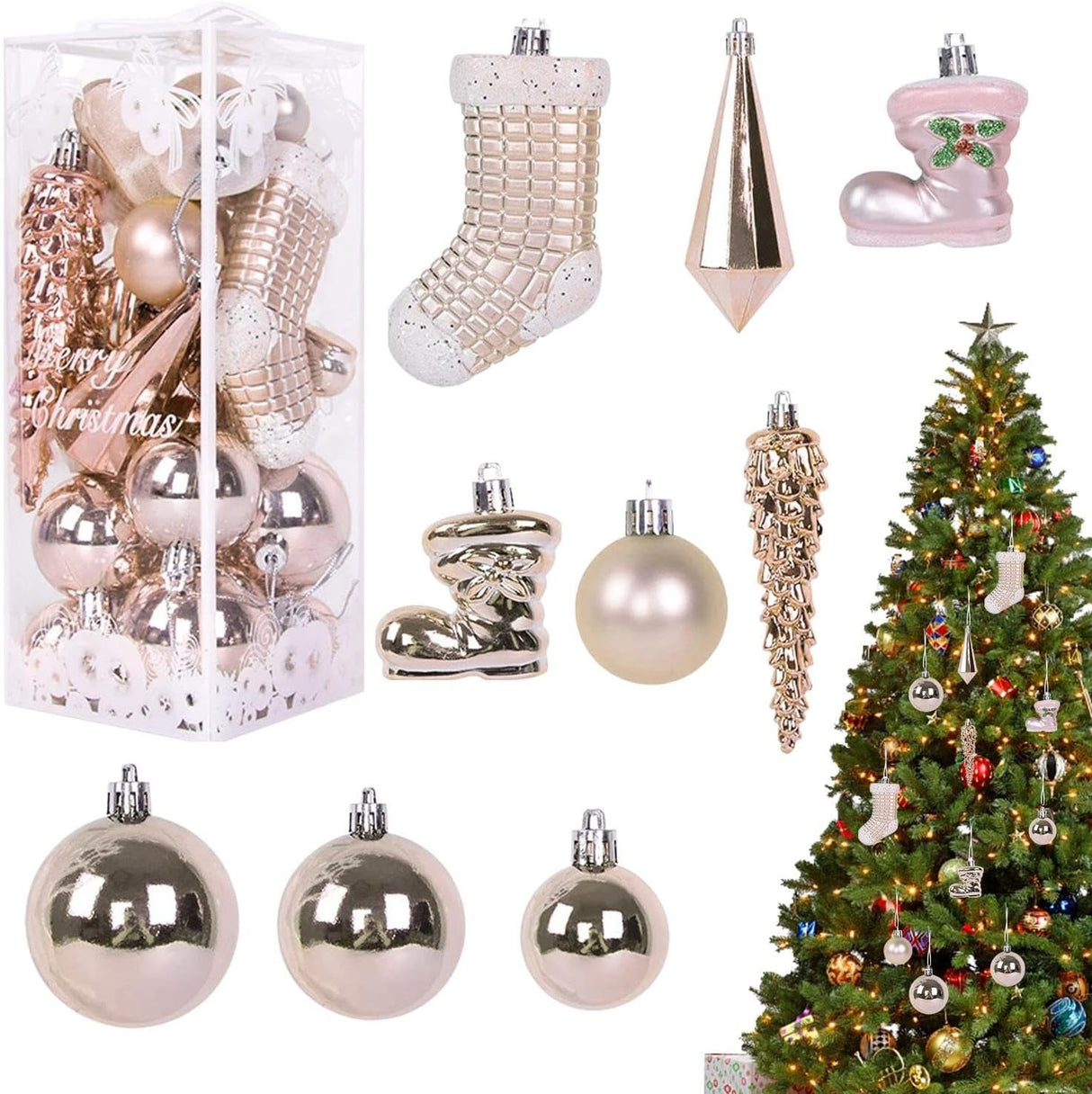 Set 21 de Ornamente Brad , Diverse Forme si Dimensiuni, Plastic