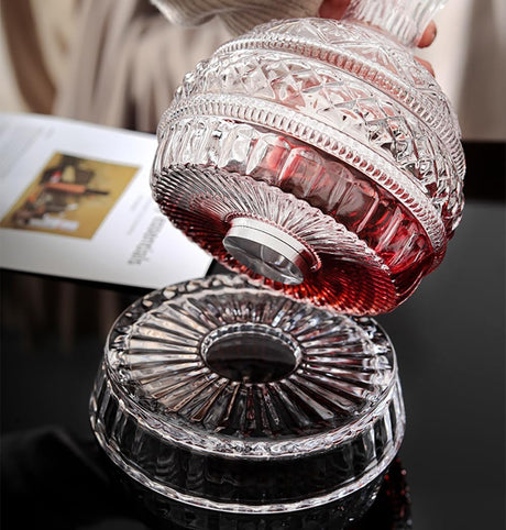Decantor Elegant de Vin din Cristal, Realizat manual - Dozator de Vin rotativ, 1500 ml