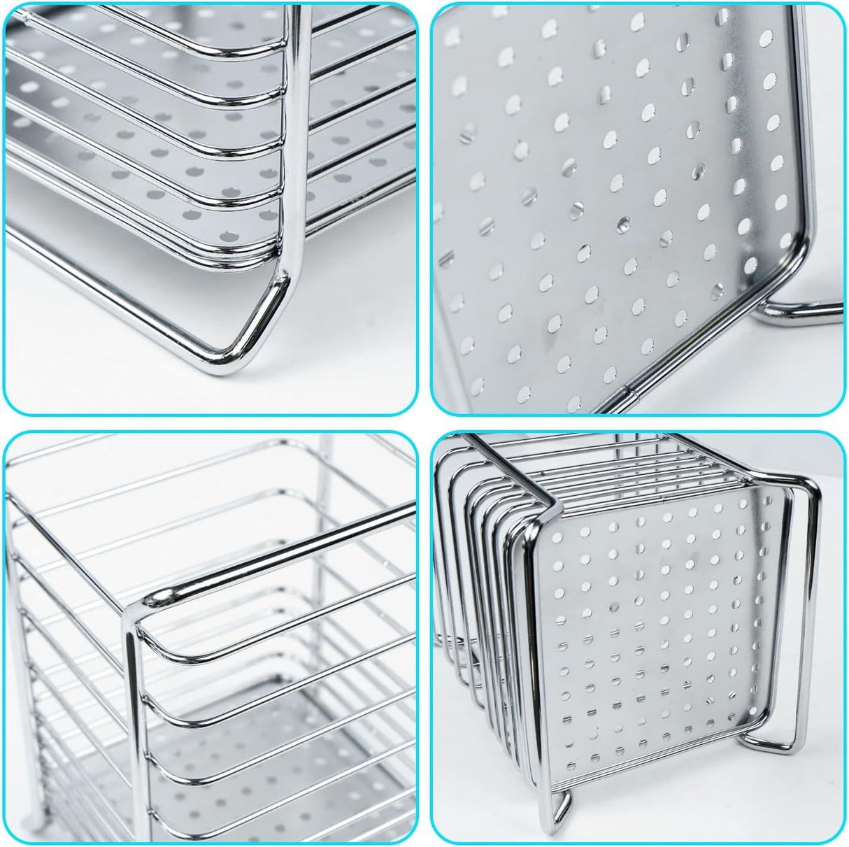 Suport tacamuri, metal, argintiu, 16.3x11.5x11cm