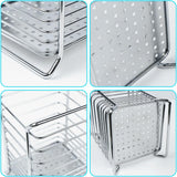 Suport tacamuri, metal, argintiu, 16.3x11.5x11cm
