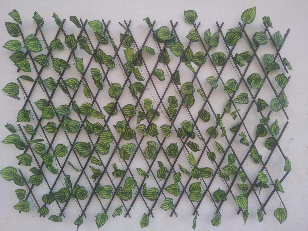 Gard artificial Iedera verde, Extensibil, Panou flexibil din nuiele, cu frunze verzi din material sintetic, 120x30 cm