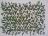 Gard artificial Iedera verde, Extensibil, Panou flexibil din nuiele, cu frunze verzi din material sintetic, 120x30 cm