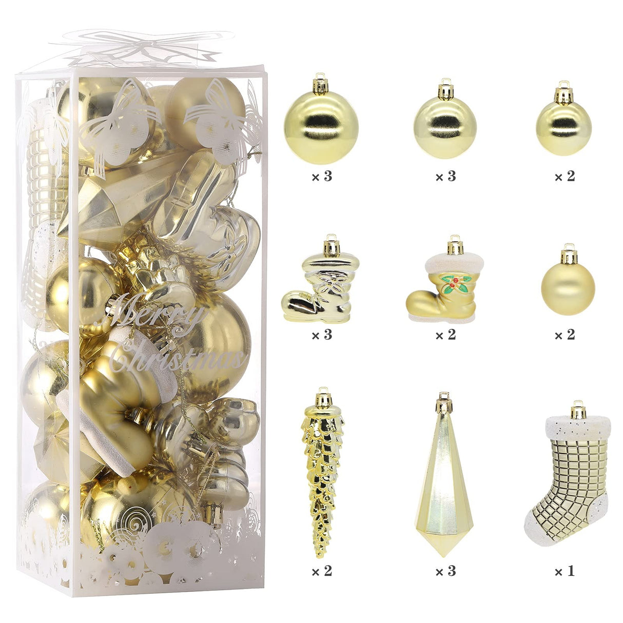 Set 21 de Ornamente Brad , Diverse Forme si Dimensiuni, Plastic