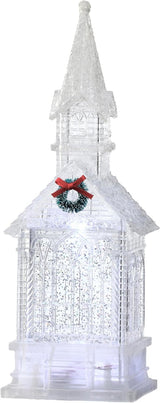 Decoratiune Biserica transparenta , led, sclipici miscator , 28 cm