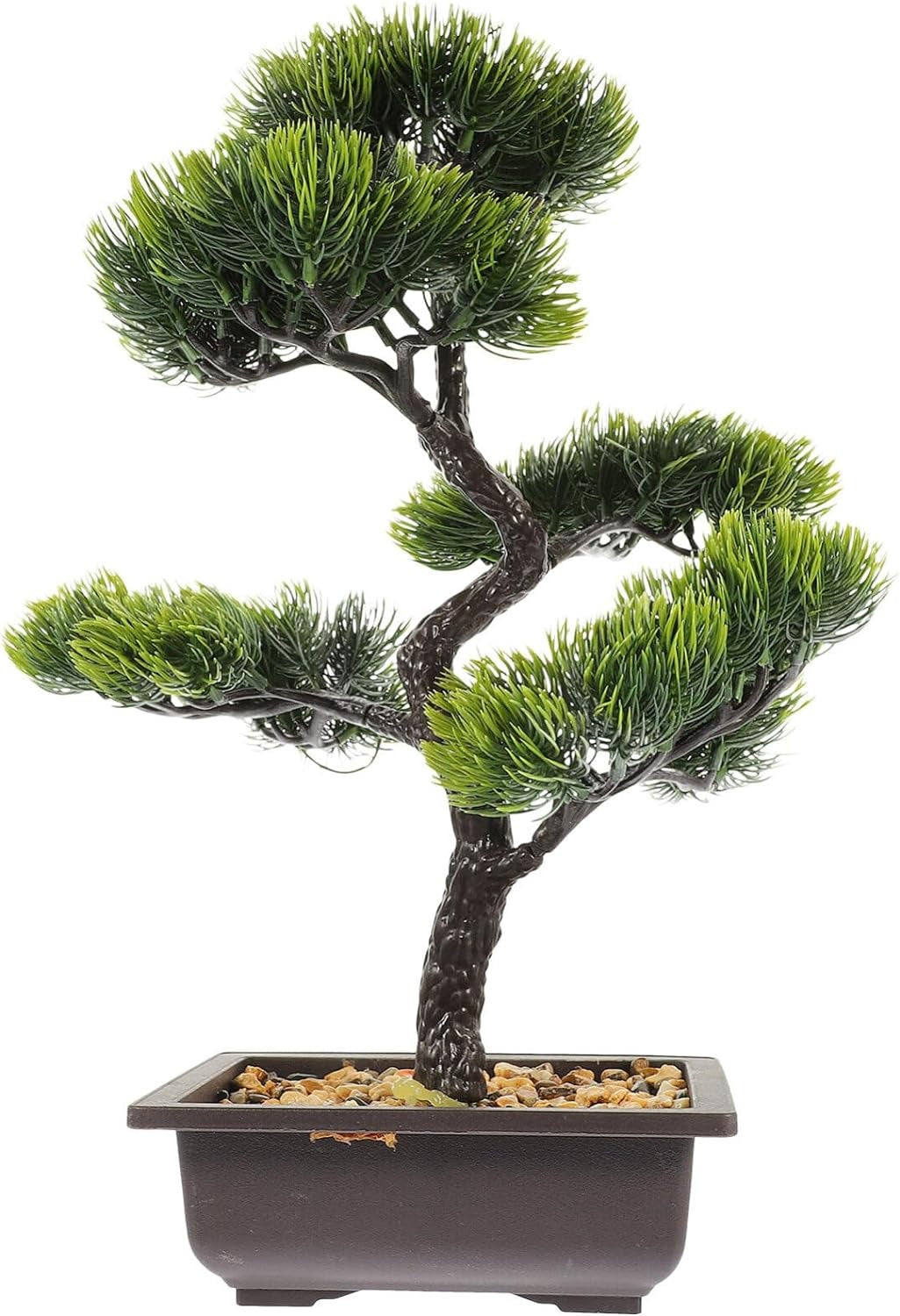 Bonsai Pin decorativ artificial in ghiveci Ceramica, Verde , 40x16x12 cm