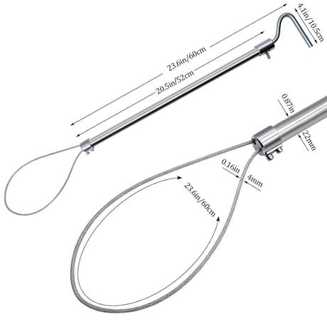 Tija metalica cu lasou autoblocant pentru prins porcul, 60 cm, otel inox