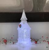 Decoratiune Biserica transparenta , led, sclipici miscator , 28 cm