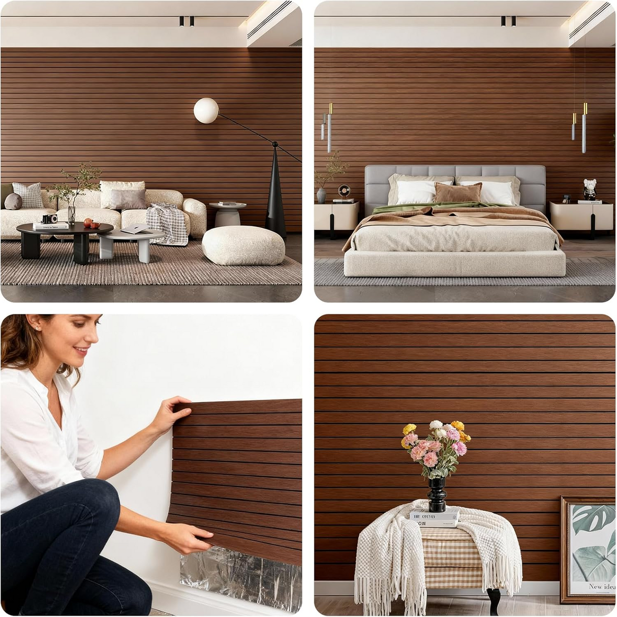 Riflaj/Panou decorativ de perete, efect lemn de stejar deschis/inchis , 60cm*3m