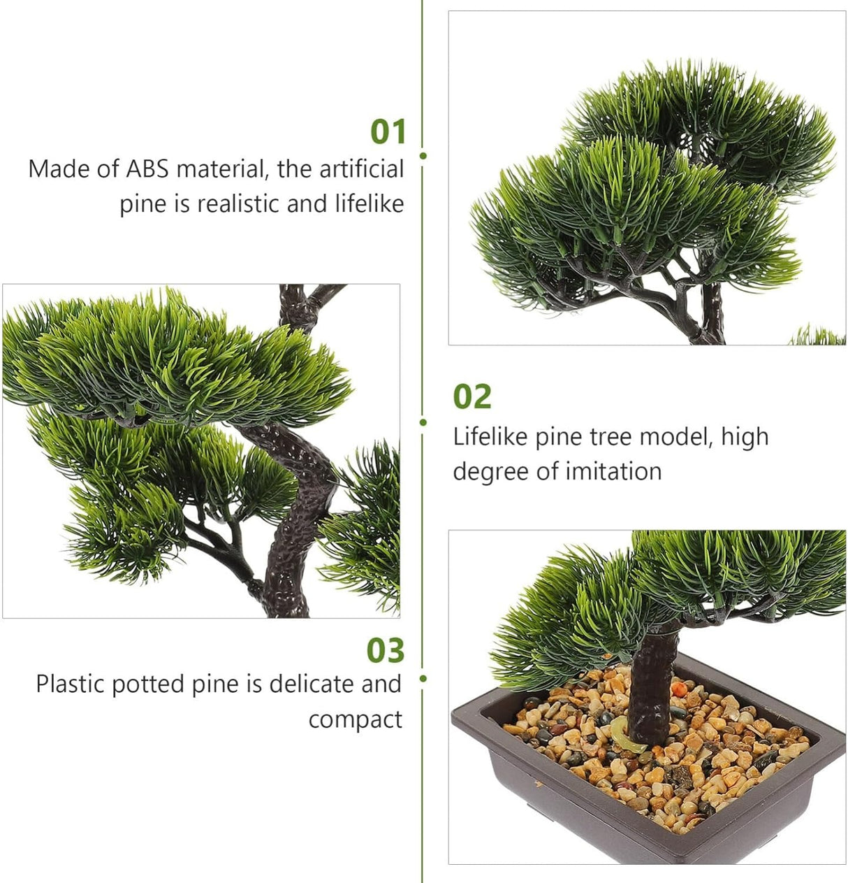 Bonsai Pin decorativ artificial in ghiveci Ceramica, Verde , 40x16x12 cm