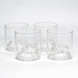 Set 4 Pahare din Sticla Borosilicata pentru Whisky 3D, Mountain, 300 ml