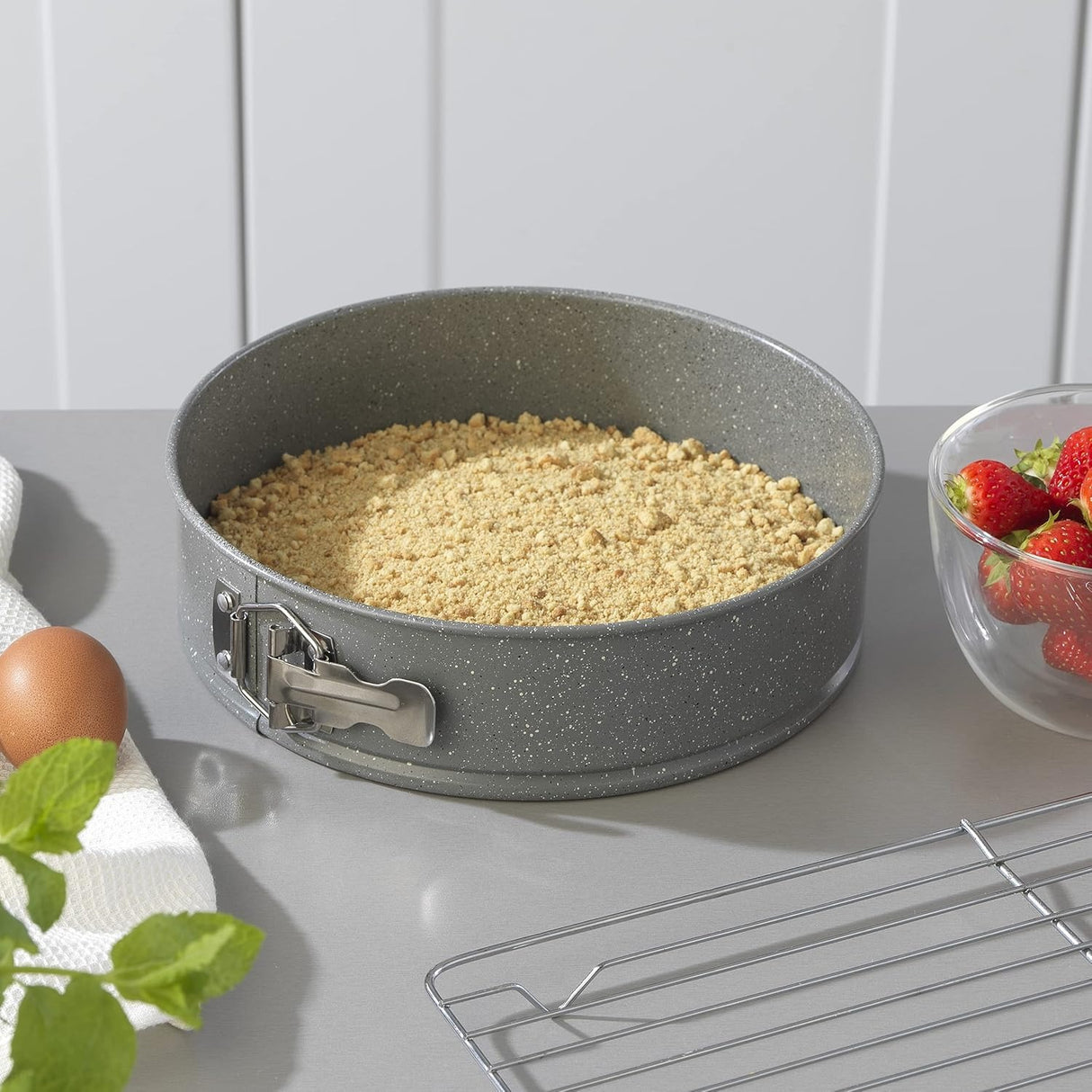 Tava de copt detasabila, Metal , 24cm, gri marmotat