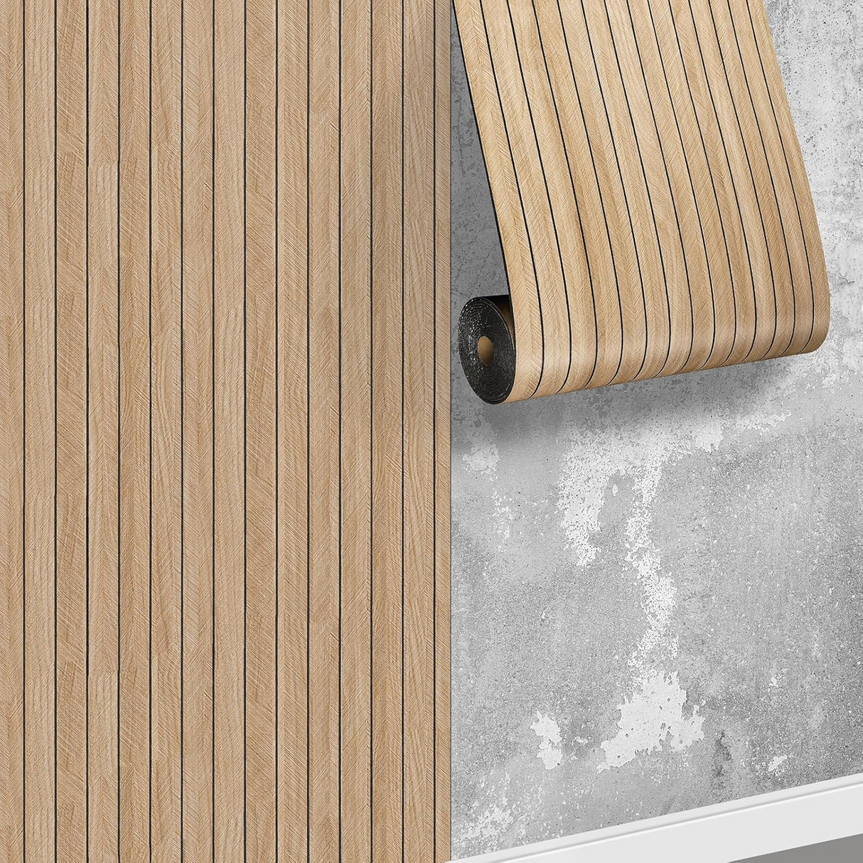 Riflaj/Panou decorativ de perete, efect lemn de stejar deschis/inchis , 60cm*3m