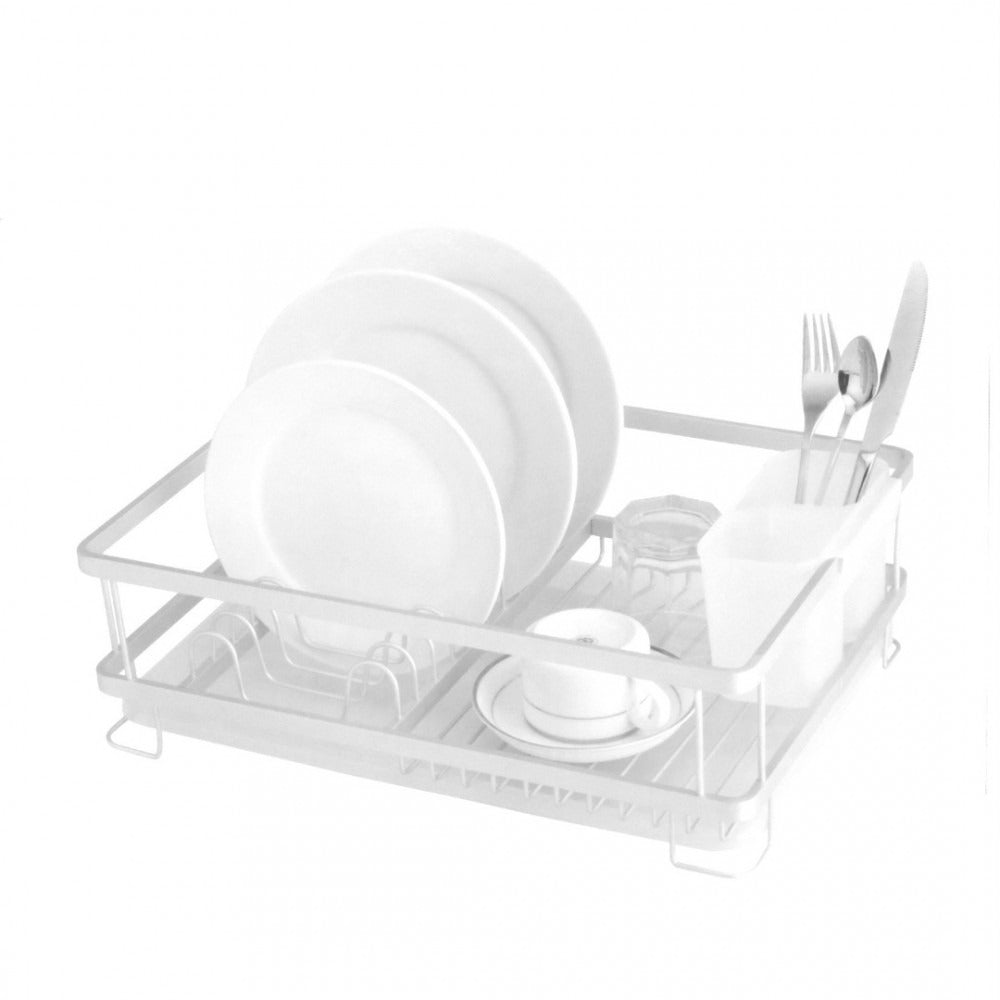 Scurgator din aluminiu pentru vase, Gri, 42x30x13 cm si tava din plastic