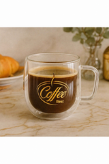 Cana/Ceasca de cafea Coffee, Sticla, Pereti dubli, 250ml, Transparent
