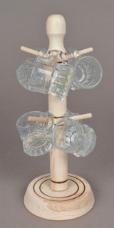 Suport din lemn,27 cm ,6 cesti 50 ml din Sticla