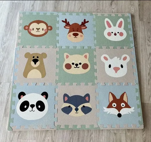 Set 9 Covorase Puzzle cu Animale, 31x31 cm, Educative, Antiderapante