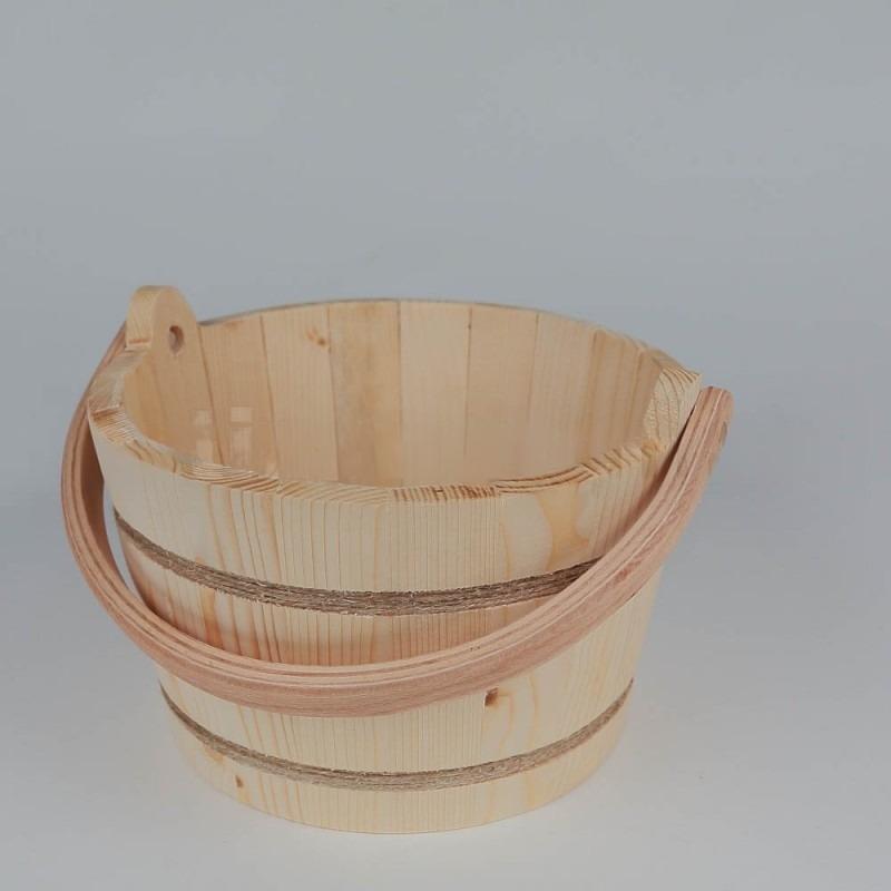 Galeata din Lemn pentru Sauna, cu maner din Sfoara/ Toarta, 24x15 cm, 5l