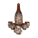 Set pentru vin din ceramica Strugure Frunze 2L, cu 6 cani 180 ml