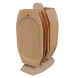 Set 6 farfurii cu suport, dreptunghiular, lemn fag, 24 x 14 cm
