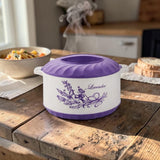 Caserola Termica din Inox si Plastic cu Pereti Dubli , model Lavanda/Masline