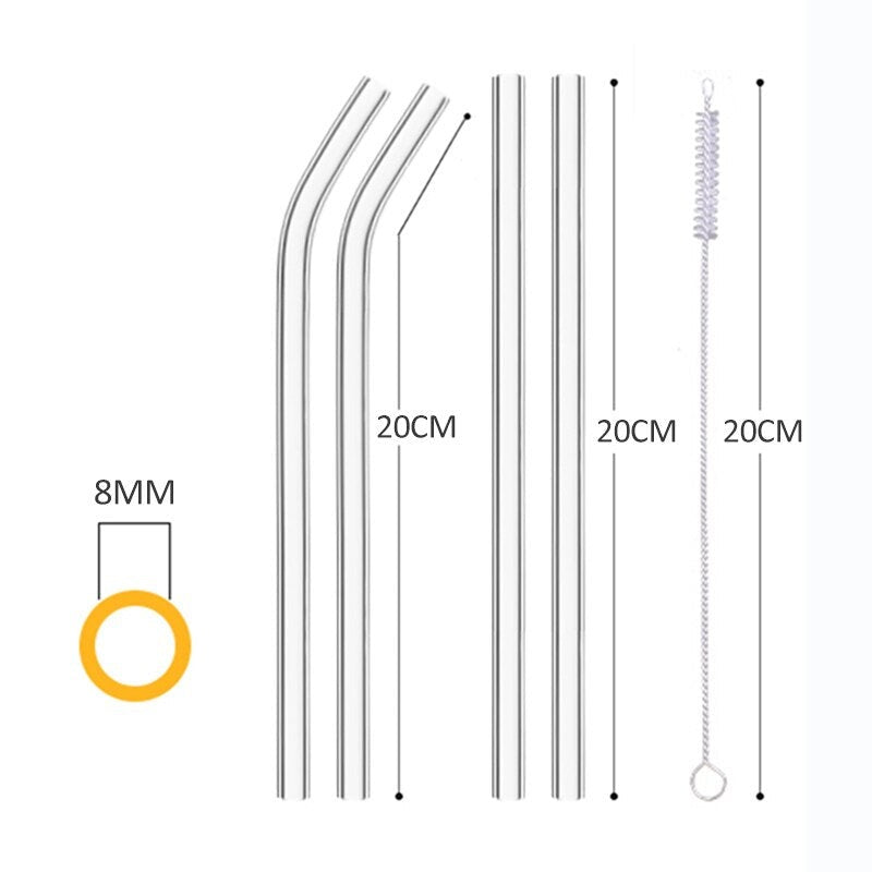 Set 4 Paie Refolosibile din Sticla Cu Perie Pentru Spalat